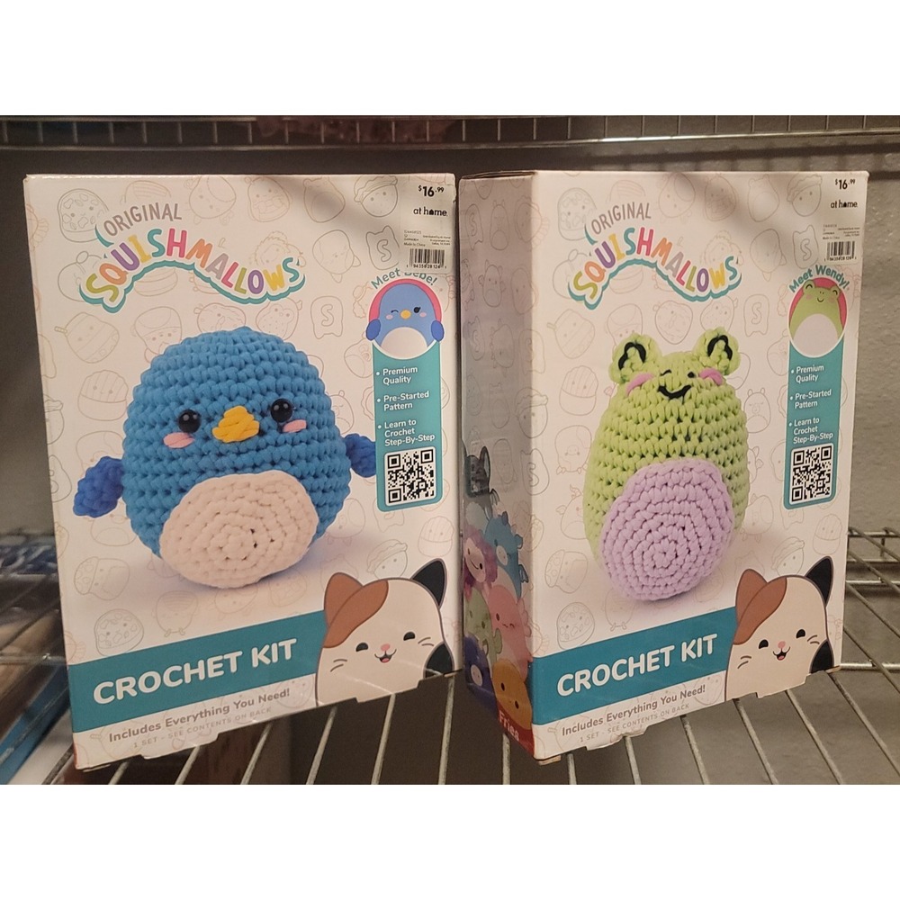 NEW 2 Squishmallows Bebe the Bluebird & Wendy The Frog Crochet Kit for Beginners